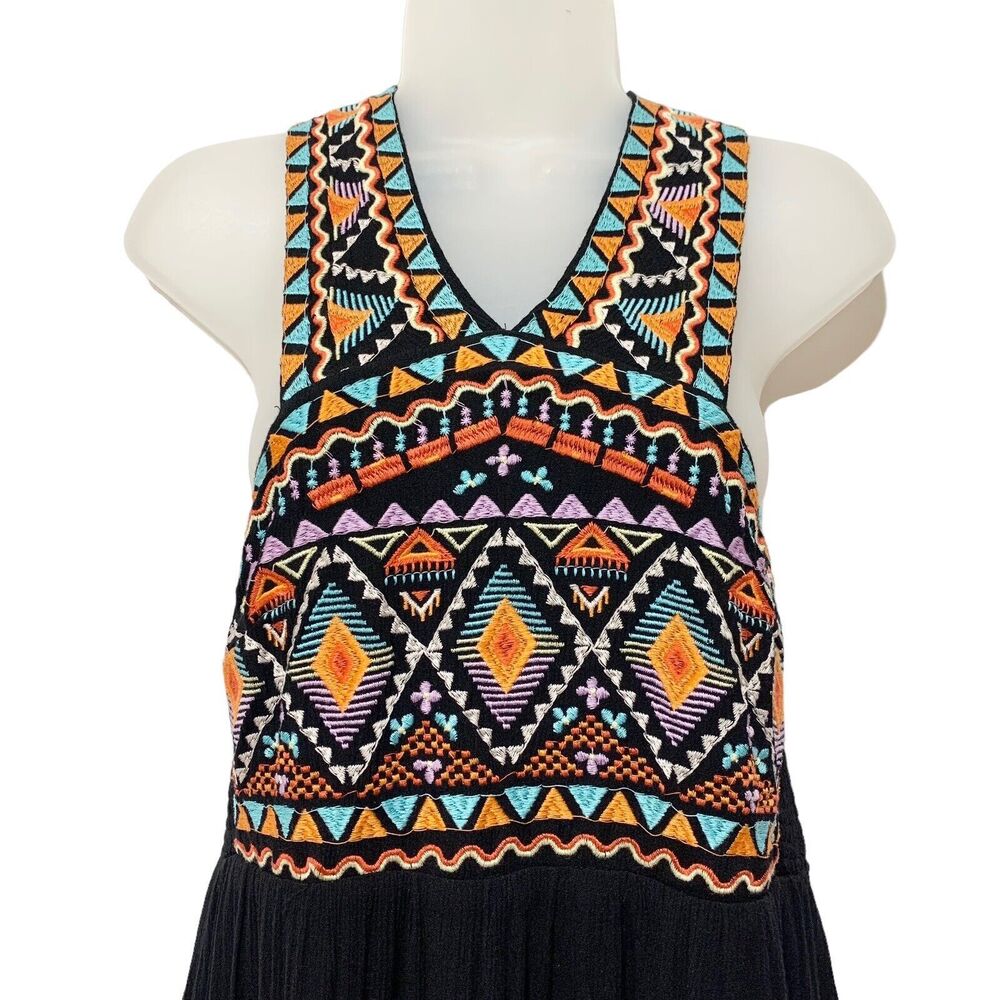 Andree By Unit Dress Embroidered Sleeveless Cross Back Boho Size Small - Picture 2 of 11